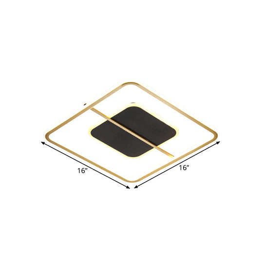 Nordic Led Black Iron Flush Light Fixture In Warm/White 16/19.5 Wide