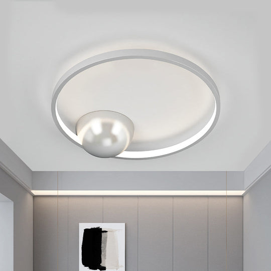 Nordic Led Iron Flush Mount Ceiling Light - Black/White Circular Design 17/20.5 Width White / 17