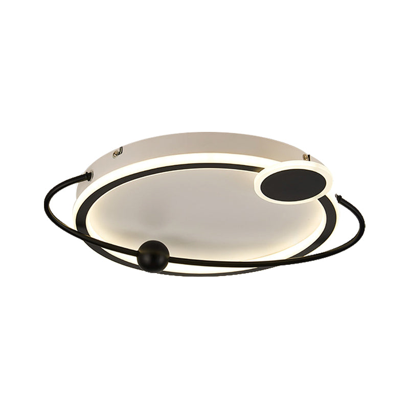 19’/23.5’ Modern Metallic Led Flush Mount Lamp In Black With Warm/White Light