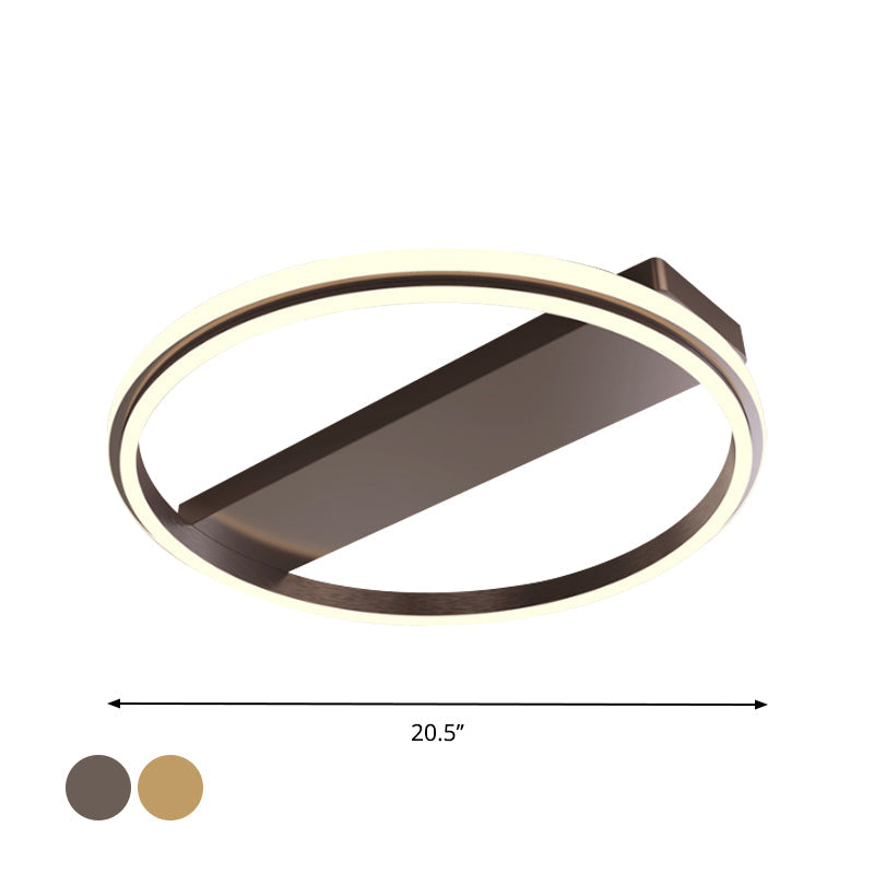 Nordic Style Metal Ringed Led Flush Ceiling Light - Gold/Coffee Finish 16.5’/20.5’ Width