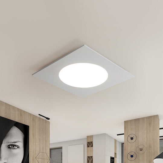 Contemporary White Square Flushmount Led Ceiling Fixture - 19.5/23.5 W Warm/White Light / 19.5 Warm