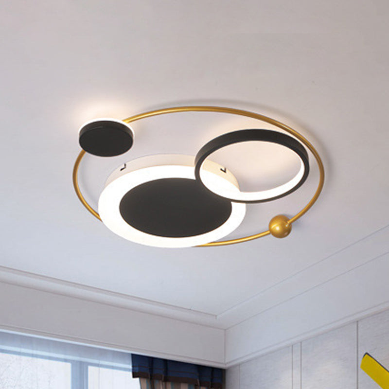 Flush Mount Led Ceiling Light In Acrylic Black And Gold Warm/White 16.5/20.5/24.5 W Black-Gold /