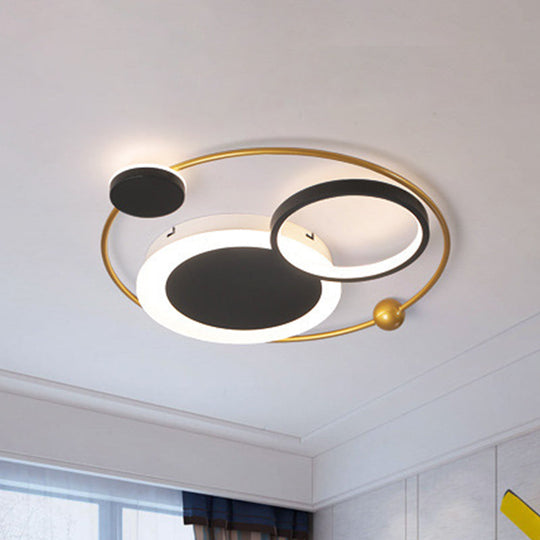 Flush Mount Led Ceiling Light In Acrylic Black And Gold Warm/White 16.5/20.5/24.5 W Black-Gold /