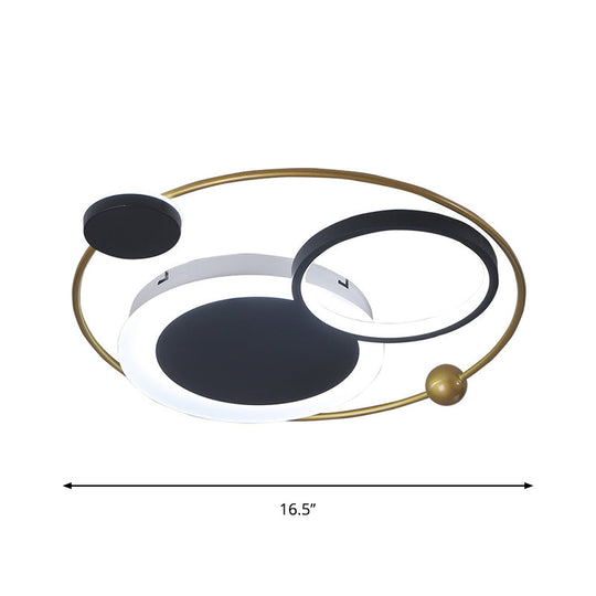 Flush Mount Led Ceiling Light In Acrylic Black And Gold Warm/White 16.5’/20.5’/24.5’ W