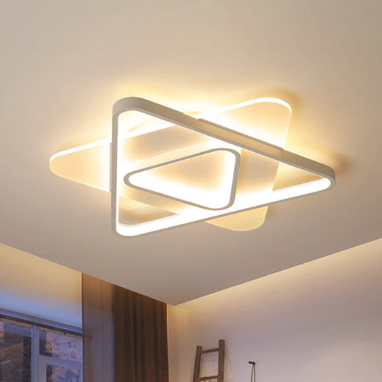Nordic Acrylic Triangle Flush Mount Led Ceiling Light - 17’/21’/25’ Wide Warm/White