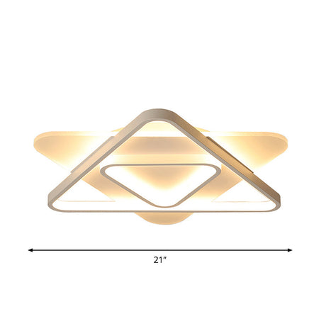Nordic Acrylic Triangle Flush Mount Led Ceiling Light - 17’/21’/25’ Wide Warm/White