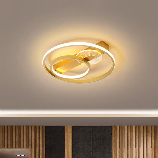 Gold/White & Black Led Metal Hoop Flushmount With White/Warm Light - 16.5/20.5 Wide Gold / 16.5