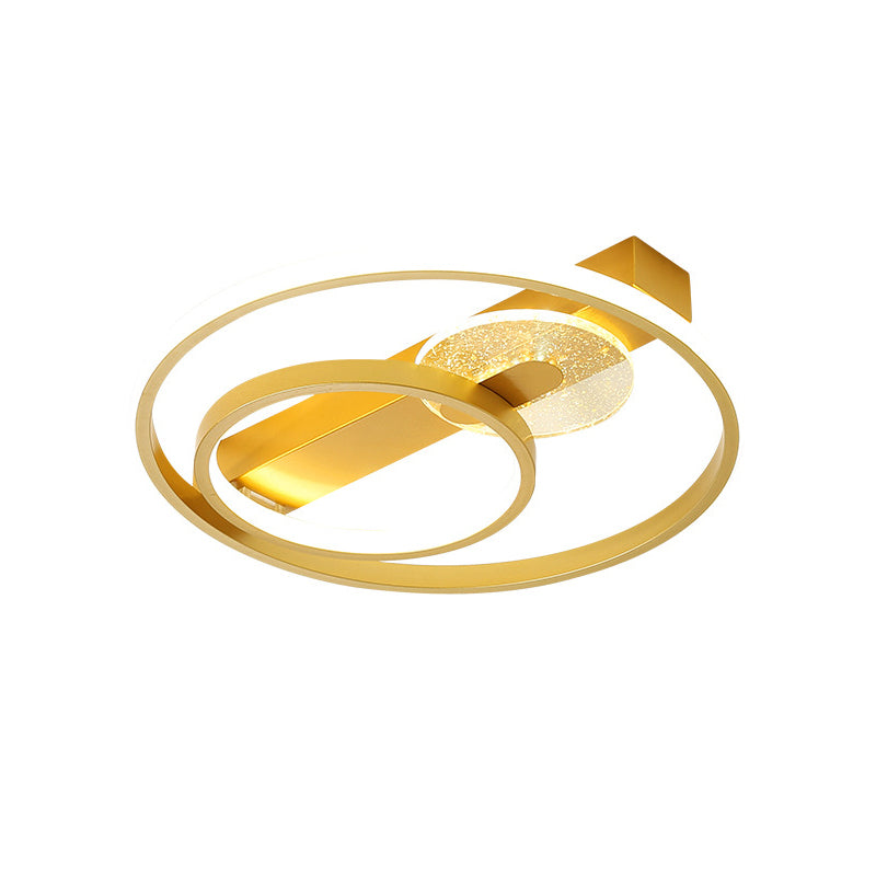 Gold/White & Black Led Metal Hoop Flushmount With White/Warm Light - 16.5/20.5 Wide