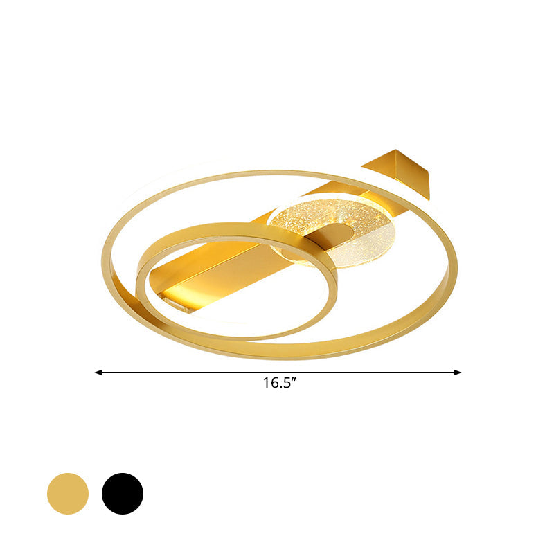 Gold/White & Black Led Metal Hoop Flushmount With White/Warm Light - 16.5’/20.5’ Wide