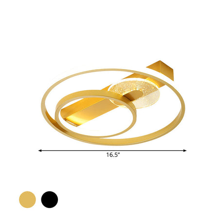 Gold/White & Black Led Metal Hoop Flushmount With White/Warm Light - 16.5/20.5 Wide