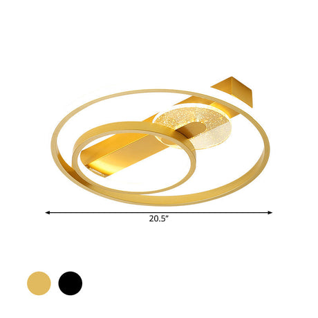 Gold/White & Black Led Metal Hoop Flushmount With White/Warm Light - 16.5/20.5 Wide