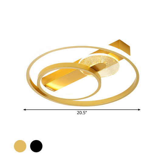 Gold/White & Black Led Metal Hoop Flushmount With White/Warm Light - 16.5/20.5 Wide