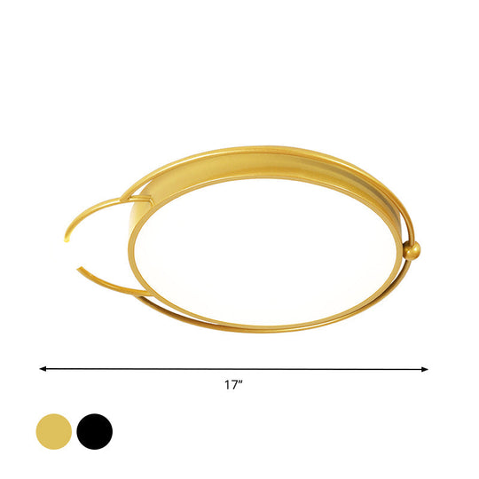 Modernist Iron Flush Mount Lamp In Black/Gold 17’/20.5’ Wide Led Warm/White Light