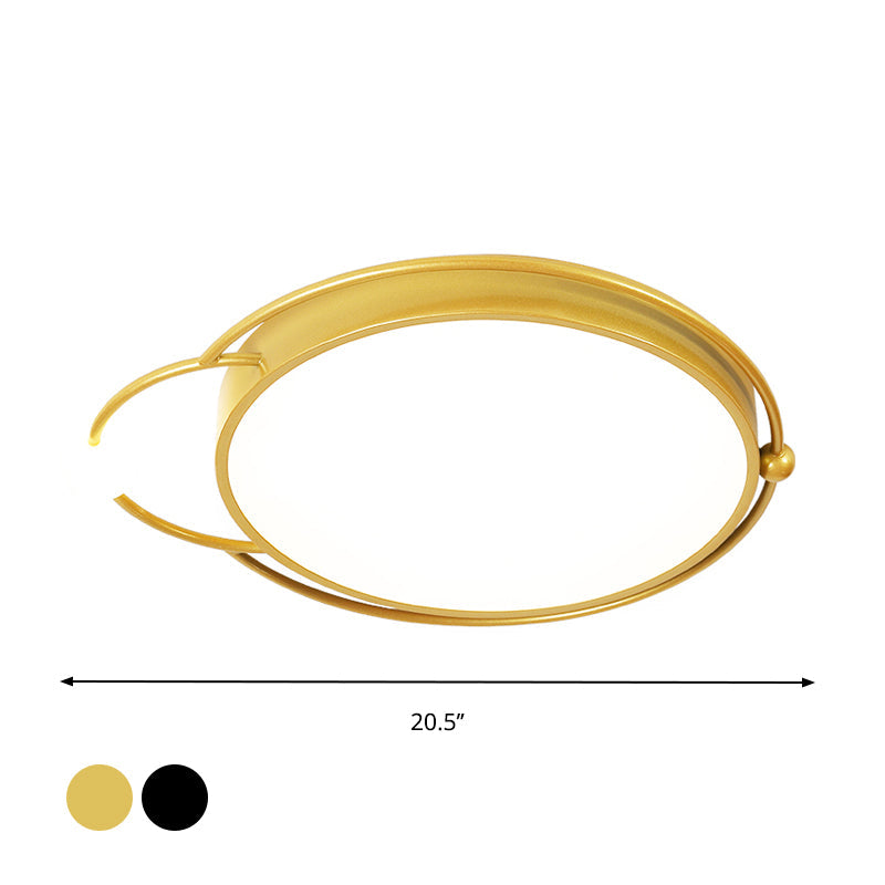 Modernist Iron Flush Mount Lamp In Black/Gold 17’/20.5’ Wide Led Warm/White Light