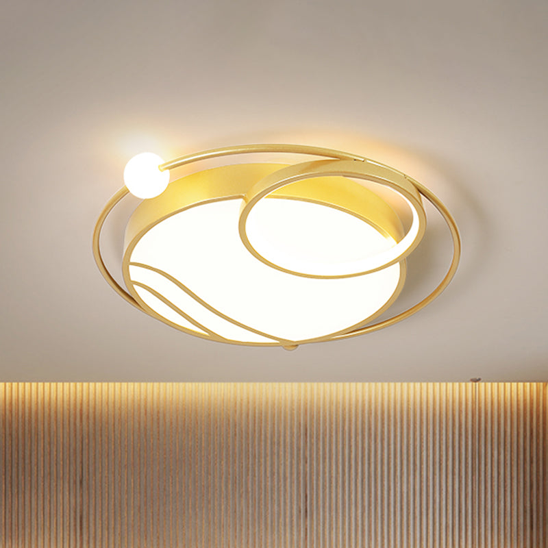 Modern Metal Ceiling Light Fixture Nordic Black/Gold Led Flushmount Lighting In Warm/White