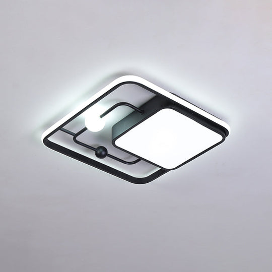 Modern Iron Black/Gold Led Ceiling Light Fixture In Warm/White - Square Flush Mount 16.5’/20.5’