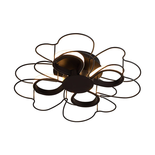 Contemporary Metallic Clover Flush Light - 19/22.5 W Black/White Led Warm/White Lighting