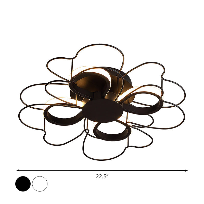 Contemporary Metallic Clover Flush Light - 19’/22.5’ W Black/White Led Warm/White Lighting