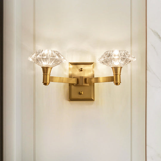 Mussel Brass Wall Mounted Crystal Doorway Lamp With Clean-Lined Arm 2 /