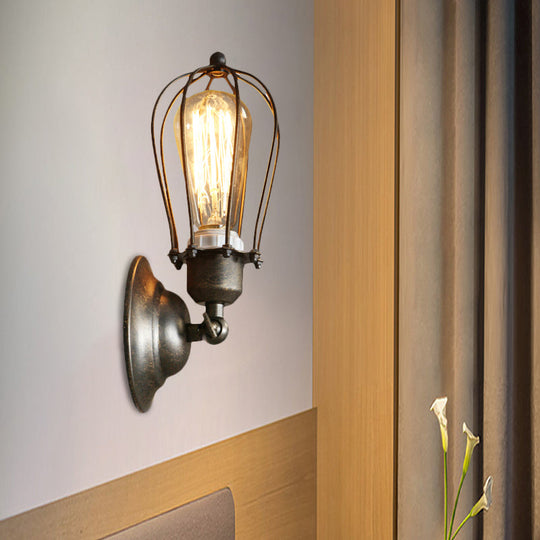 Farmhouse Oval Caged Wall Lamp - Metallic Antique Bronze/Black