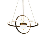 Modernist Black Acrylic Led Pendulum Ceiling Light With Circular Shade