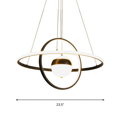 Modernist Black Acrylic Led Pendulum Ceiling Light With Circular Shade