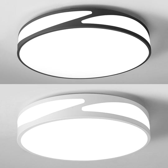 Nordic Monochrome Flush Mount Led Ceiling Light - Slim Panel Round Acrylic 18/21.5 Inch Wide