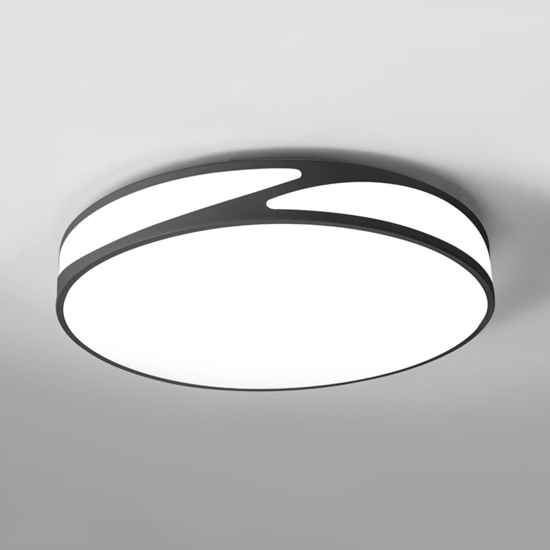 Nordic Monochrome Flush Mount Led Ceiling Light - Slim Panel Round Acrylic 18/21.5 Inch Wide