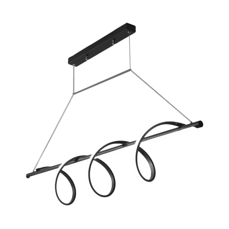 Modern Black Acrylic Spiral Chandelier Light With Led For Dining Room