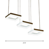 Modern Acrylic Square Chandelier With 3 Bulbs - Black And White Pendant Light Fixture