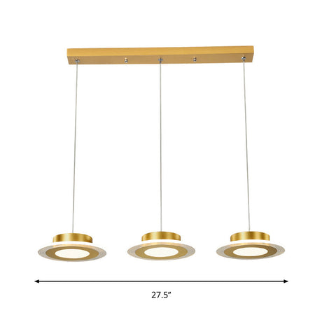 Contemporary Led Gold Chandelier - Round Acrylic Pendant Light Fixture In Warm/White