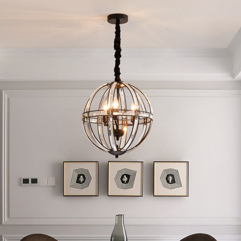 Simplicity Global Crystal-Encrusted Pendant Chandelier In Black/Gold: Elegant Single-Bulb Light For