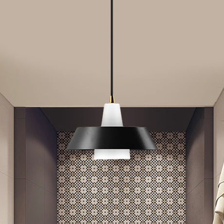 Minimalist Metallic Pendant Lamp With Black/White/Green Cap For Bedroom Lighting Black