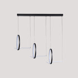Modernist Led Hanging Chandelier Lamp Kit In Black/Gold With Metallic 3-Ringed Design Warm/White