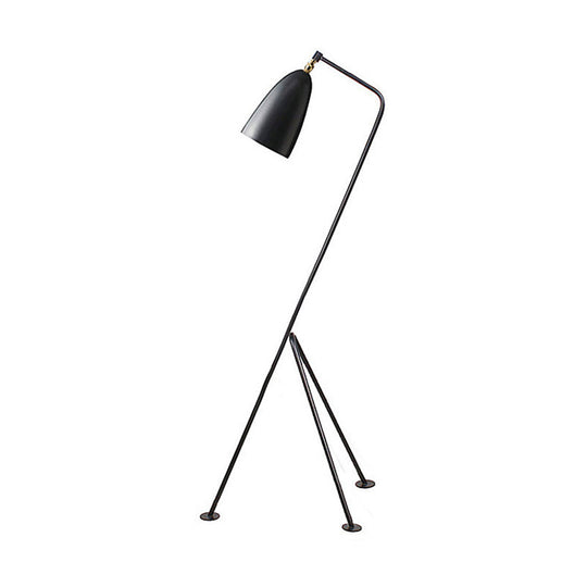 Modern Tripod Floor Lamp With Bell Shade - Metallic Design 1 Light Black/White Perfect For Bedroom