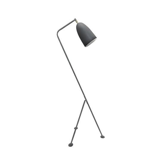 Modern Tripod Floor Lamp With Bell Shade - Metallic Design 1 Light Black/White Perfect For Bedroom