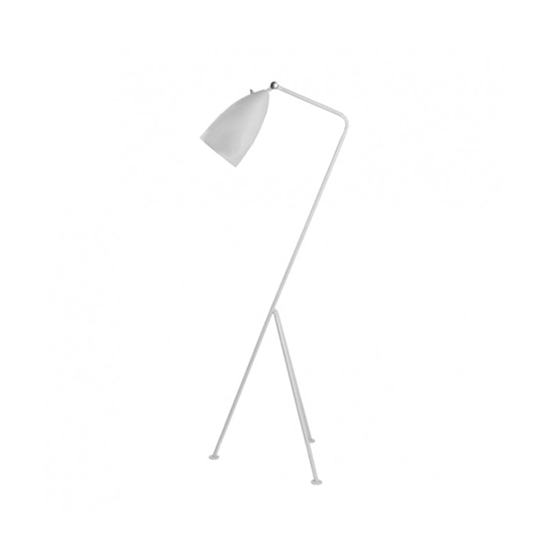 Modern Tripod Floor Lamp With Bell Shade - Metallic Design 1 Light Black/White Perfect For Bedroom