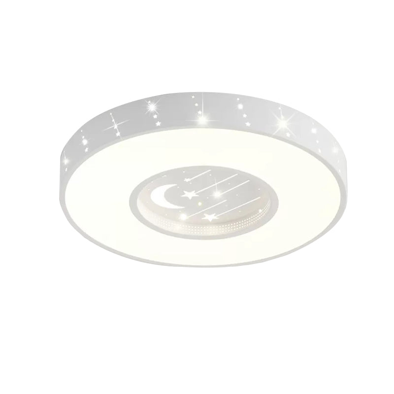 Metal Round Flush Light: Starry Ceiling Mount For Girls Bedroom In White
