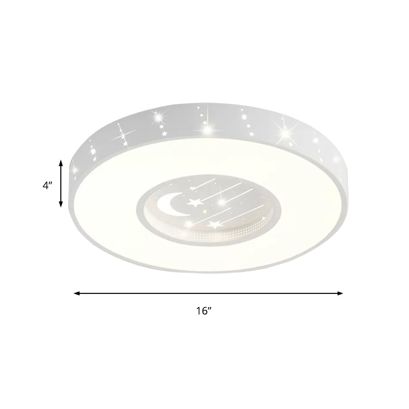 Metal Round Flush Light: Starry Ceiling Mount For Girls’ Bedroom In White