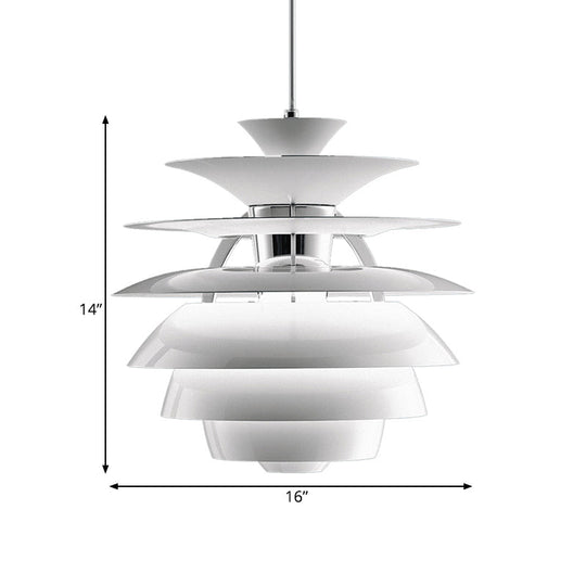 Nordic Aluminum Pinecone Pendant Lamp: Tiered Ceiling Hanging Light In White