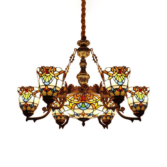 Elegant Baroque Style Dining Room Chandeliers With Art Glass Shade And Curved/Straight Arm