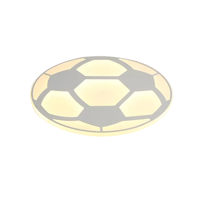 Sleek White Flush Mount Soccer Ceiling Light For Kid’s Bedroom