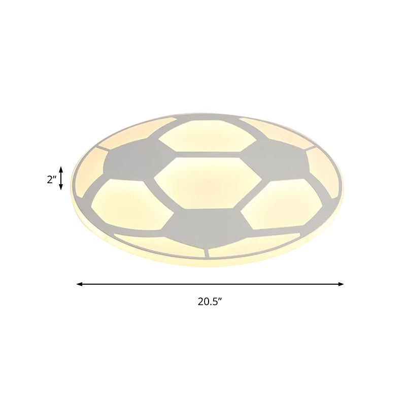 Sleek White Flush Mount Soccer Ceiling Light For Kids Bedroom