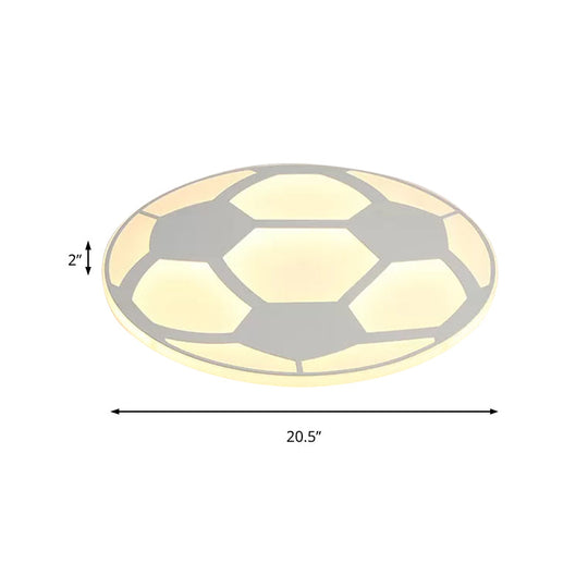 Sleek White Flush Mount Soccer Ceiling Light For Kids Bedroom