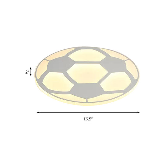 Sleek White Flush Mount Soccer Ceiling Light For Kids Bedroom