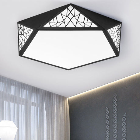 Modern Acrylic Led Ceiling Lamp | Slim Panel Pentagon Flush Mount Child Bedroom Black / 16 White