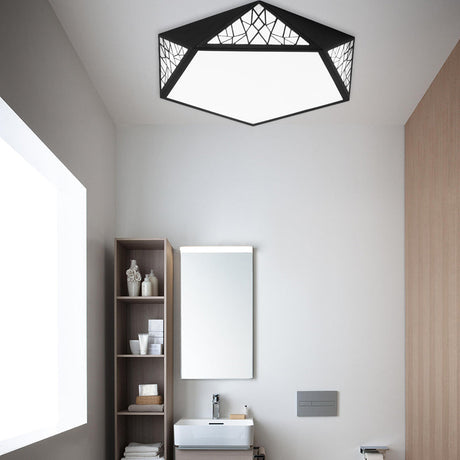 Modern Acrylic Led Ceiling Lamp | Slim Panel Pentagon Flush Mount Child Bedroom