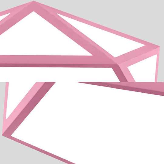 Kid Bedroom Macaron Acrylic Pentagon Ceiling Light With Metal Guard - Space-Saving Loft Mount