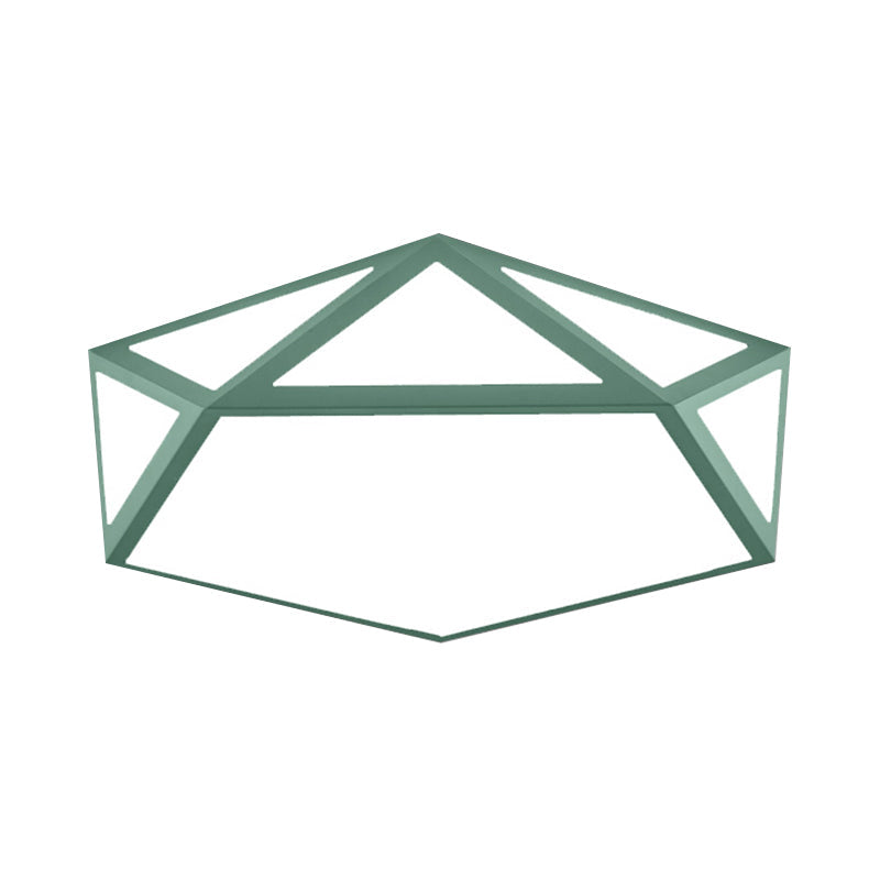 Kid Bedroom Macaron Acrylic Pentagon Ceiling Light With Metal Guard - Space-Saving Loft Mount