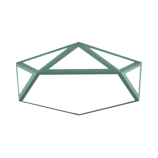 Kid Bedroom Macaron Acrylic Pentagon Ceiling Light With Metal Guard - Space-Saving Loft Mount